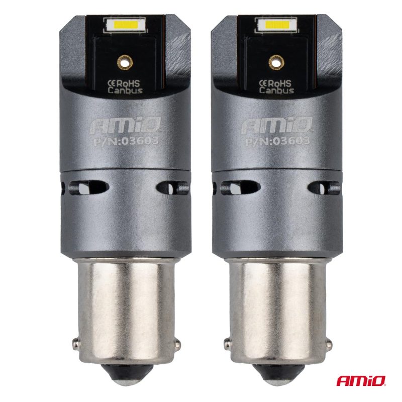LED žiarovky FULL CANBUS PRO BA15S P21W 2x1860SMD biele 12V 24V AMIO-03603 – Obrázok 2