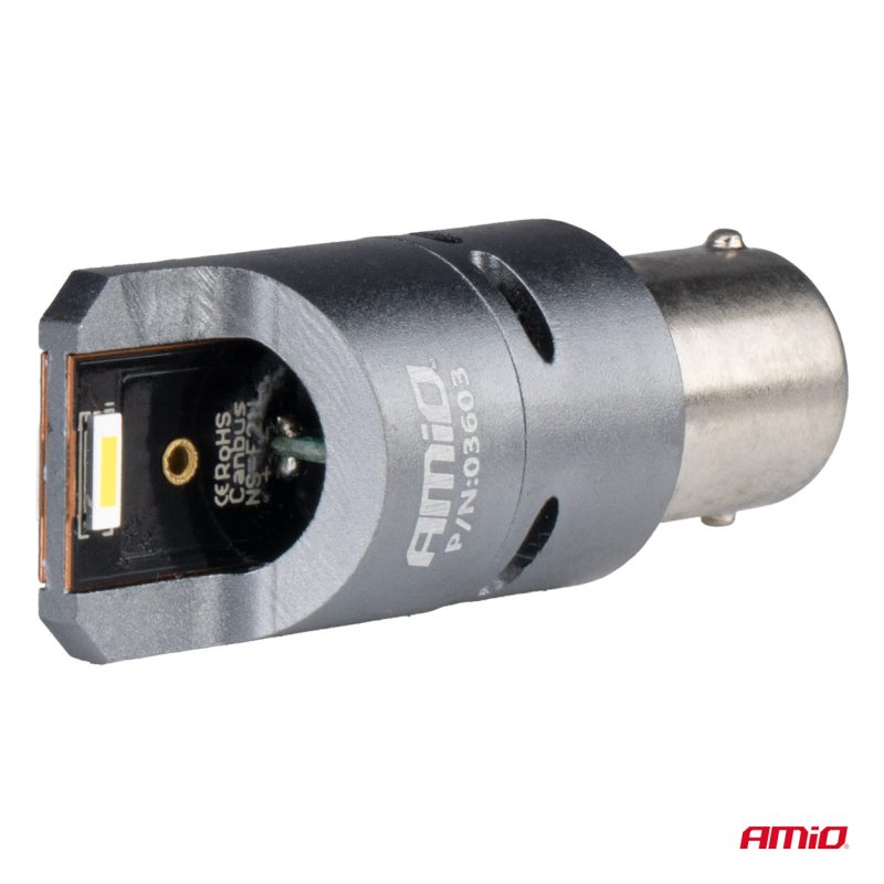 LED žiarovky FULL CANBUS PRO BA15S P21W 2x1860SMD biele 12V 24V AMIO-03603 – Obrázok 3