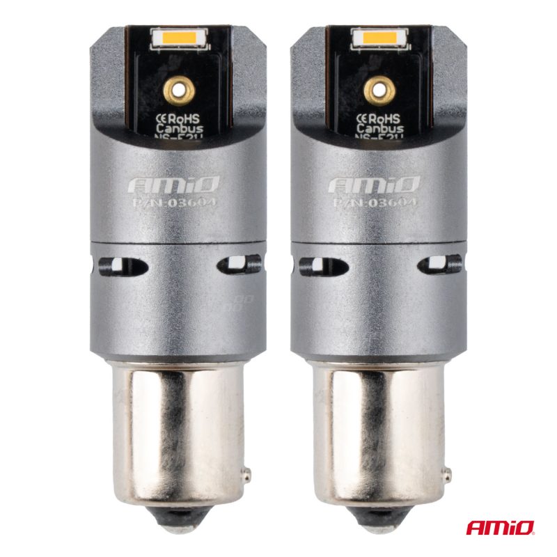 LED žiarovky FULL CANBUS PY21W 2x1860 SMD amber 12V 24V AMIO-03604 – Obrázok 2
