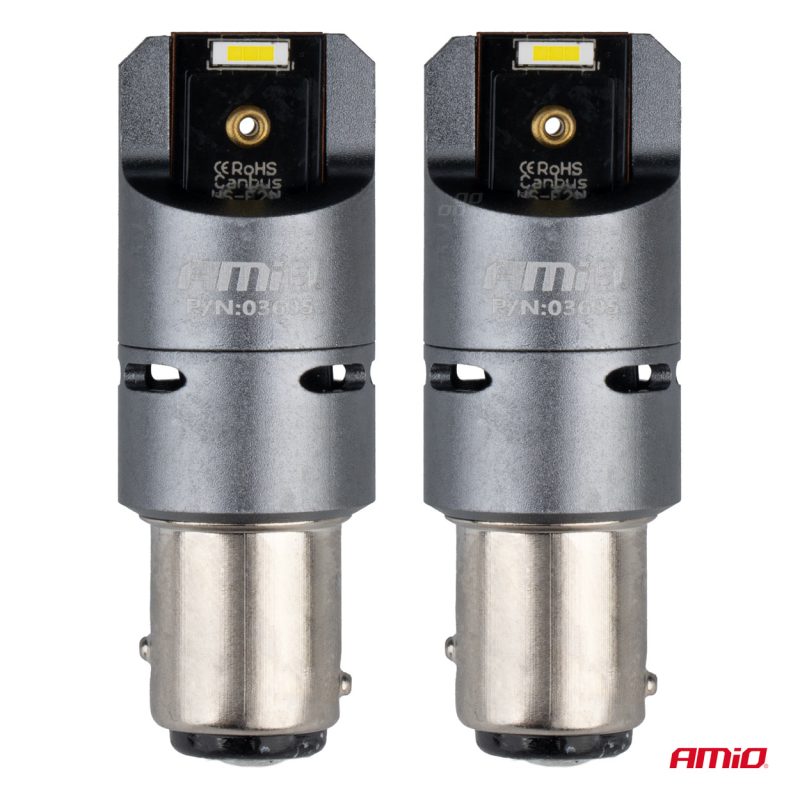 LED žiarovky FULL CANBUS PRO BAY15D P21/5W 2x1860SMD biele 12V 24V AMIO-03605 – Obrázok 2