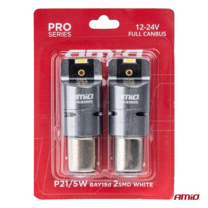 LED žiarovky FULL CANBUS PRO BAY15D P21/5W 2x1860SMD biele 12V 24V AMIO-03605 – Obrázok 4