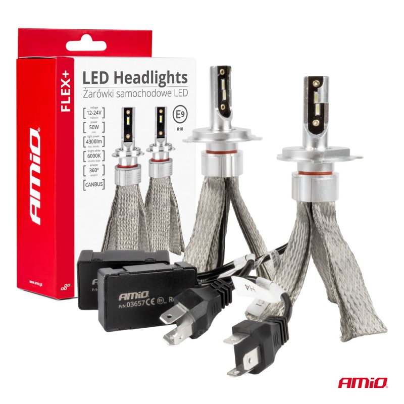LED žiarovky hlavného svietenia FLEX+ H4/H19 canbus 6000K 12V 24V AMIO-03657 – Obrázok 6
