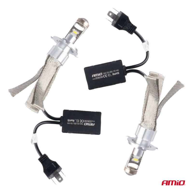 LED žiarovky do auta FLEX+ séria H4 šošovky 12V 24V 6000K Canbus AMIO-03658 – Obrázok 3