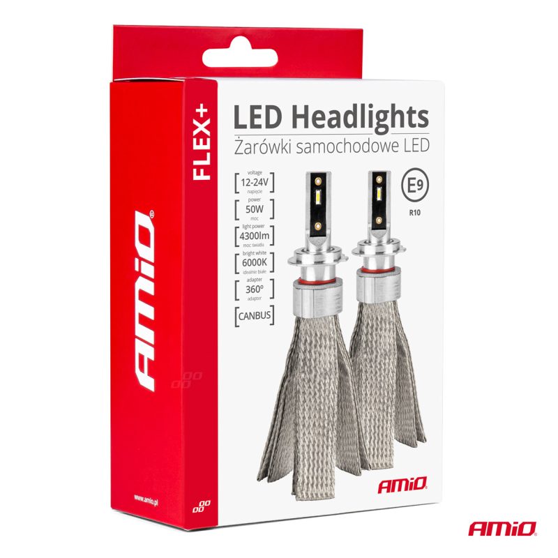 LED žiarovky hlavného svietenia FLEX+ H7 canbus 6000K 12V 24V AMIO-03659 – Obrázok 6