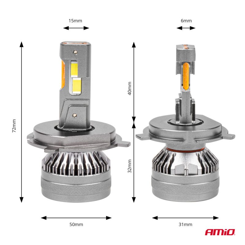 LED žiarovky hlavného svietenia H4/H19 HP séria Full Canbus AMiO-03673 – Obrázok 6