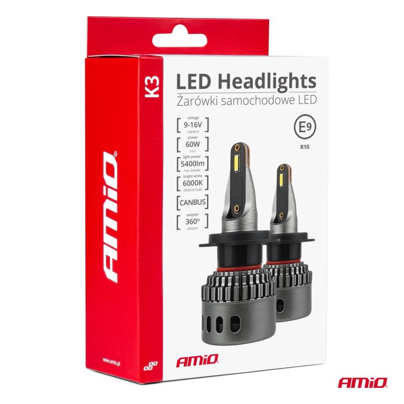 LED žiarovky hlavného svietenia K3 H7 12V 6000K canbus AMIO-03683 – Obrázok 5