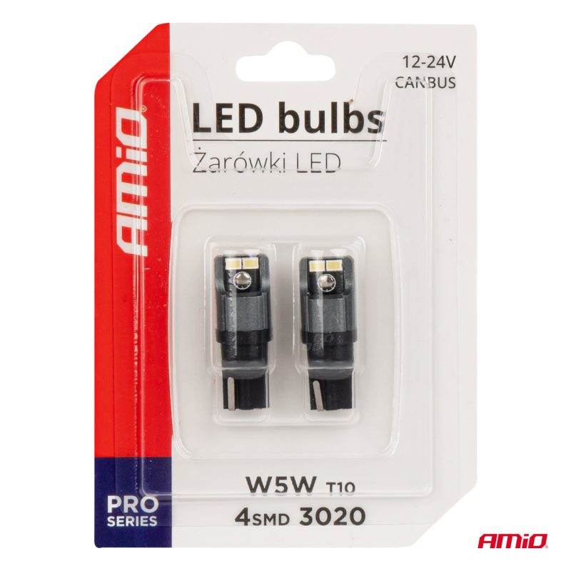 LED žiarovky CANBUS 3020 4SMD T10 W5W W10W 12V/24V AMIO-03717 – Obrázok 5