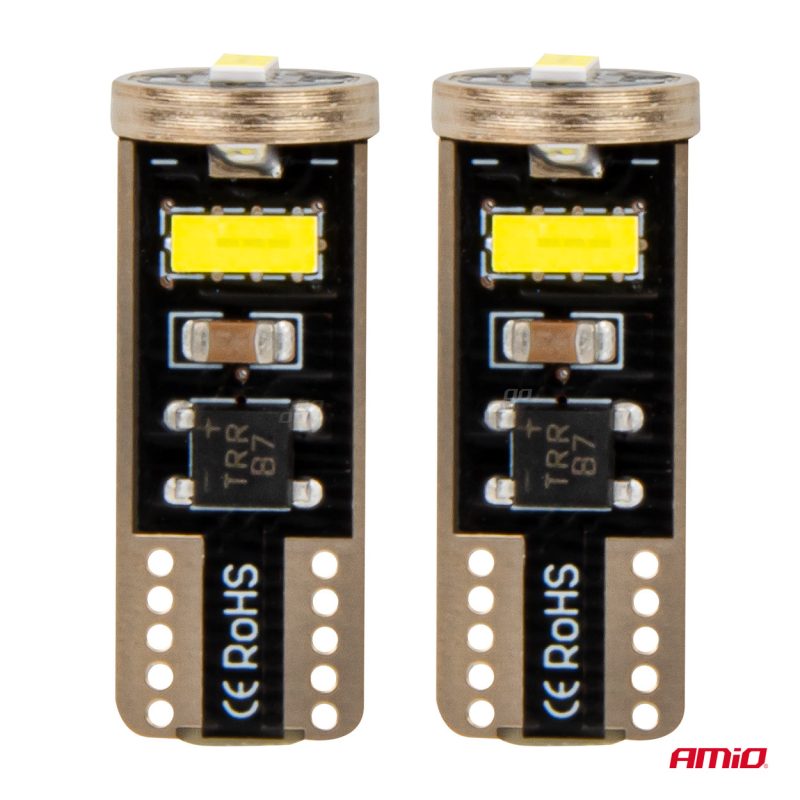 LED žiarovky CANBUS T10e W5W 3x2055 SMD White 12V/24V AMIO-03720 – Obrázok 2