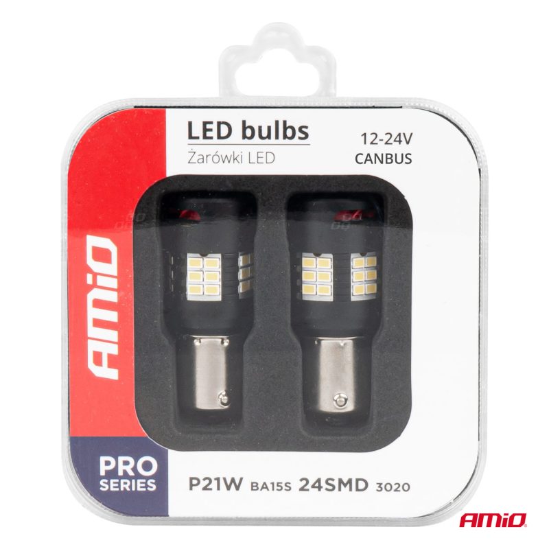 LED žiarovky CANBUS PRO series 1156 BA15S P21W R10W R5W 24x3020 SMD FAN White 12V/24V AMIO-03721 – Obrázok 5
