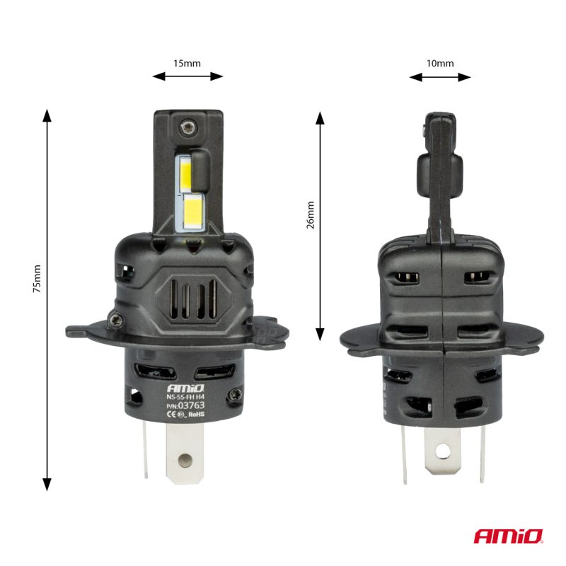 LED žiarovky X4-series AVIATOR H4/H19 6500K max 44W AMIO-03763 – Obrázok 3