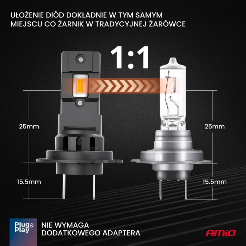 LED žiarovky X4-series AVIATOR H7/H18 6500K max 44W AMIO-03764 – Obrázok 5