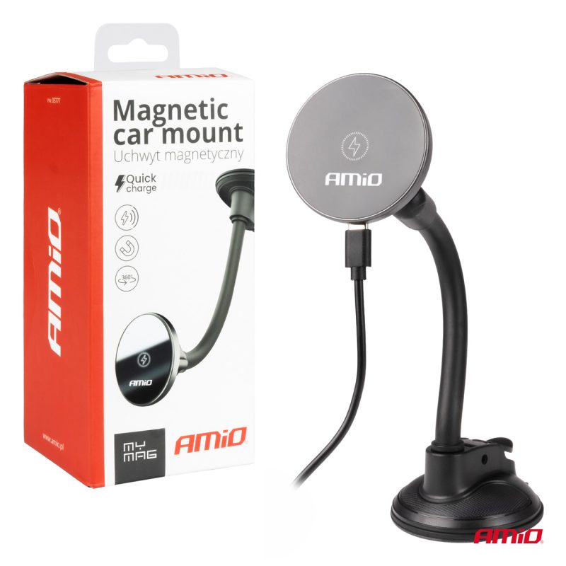 Magnetický držiak telefónu s bezdrôtovým indukčným nabíjaním 15W AMIO-03777 – Obrázok 5