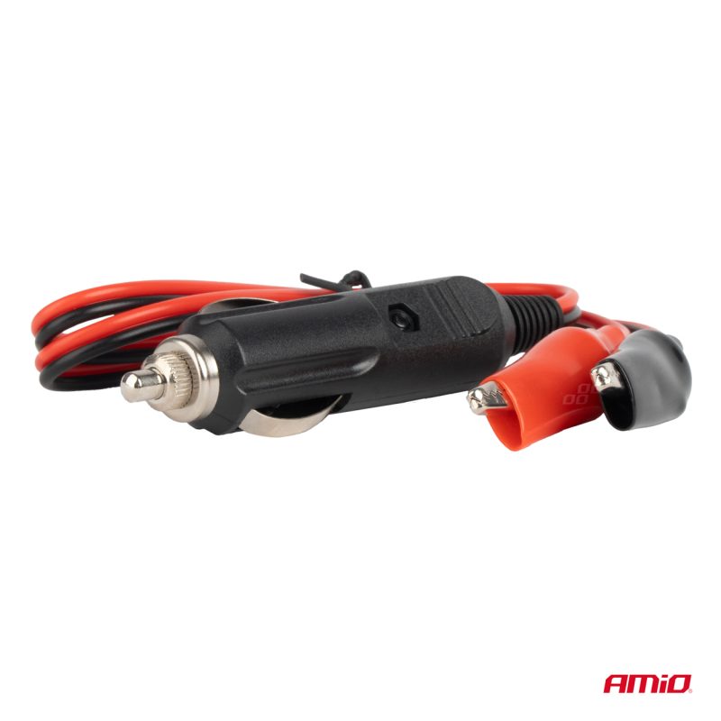 Adaptér do zásuvky zapaľovača s krokodílovým výstupom 12V 24V 60cm AMIO-03802 – Obrázok 2