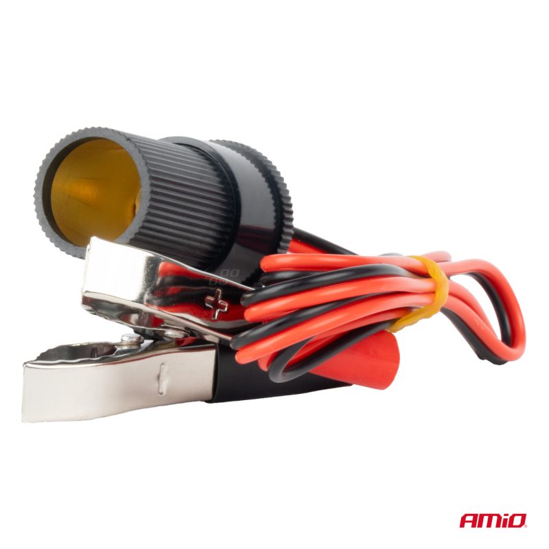 Adaptér do zásuvky zapaľovača cigariet s krokosvorkami 12V 24V 100cm AMiO-03804 – Obrázok 2