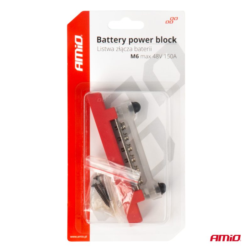 Uzemňovací blok plus prípojnica M6 12V - 48V 150A AMIO-03810 – Obrázok 4