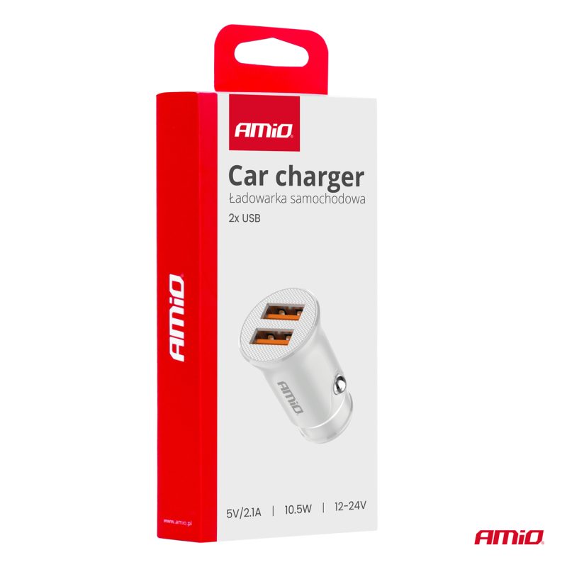 Nabíjačka do auta 2x USB-A 2.1A 12/24V AMiO-03872 – Obrázok 7