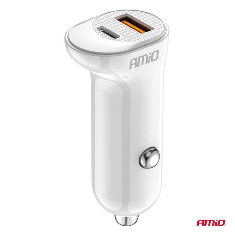 Nabíjačka do auta USB-A+ USB-C 20W 12/24V AMiO-03875 – Obrázok 2