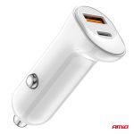Nabíjačka do auta USB-A+ USB-C 20W 12/24V AMiO-03875 – Obrázok 3