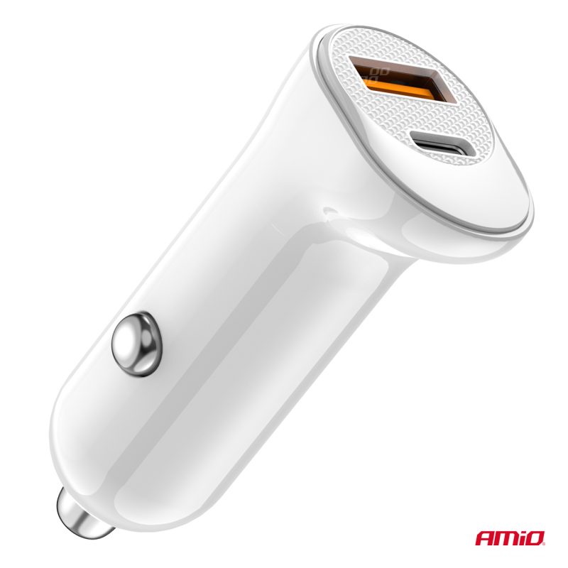 Nabíjačka do auta USB-A+ USB-C 20W 12/24V AMiO-03875 – Obrázok 3