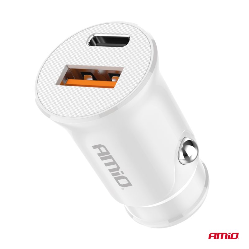 Nabíjačka do auta USB-A + USB-C 20W 12/24V AMiO-03877 – Obrázok 2