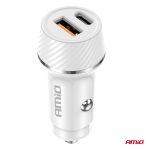 Nabíjačka do auta USB-A + USB-C 20W 12/24V AMiO-03878 – Obrázok 2
