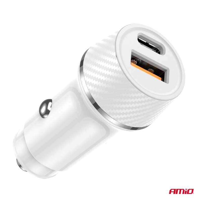 Nabíjačka do auta USB-A + USB-C 20W 12/24V AMiO-03878 – Obrázok 3