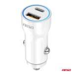 Nabíjačka do auta USB-A + USB-C 20W 12/24V AMiO-03881 – Obrázok 2