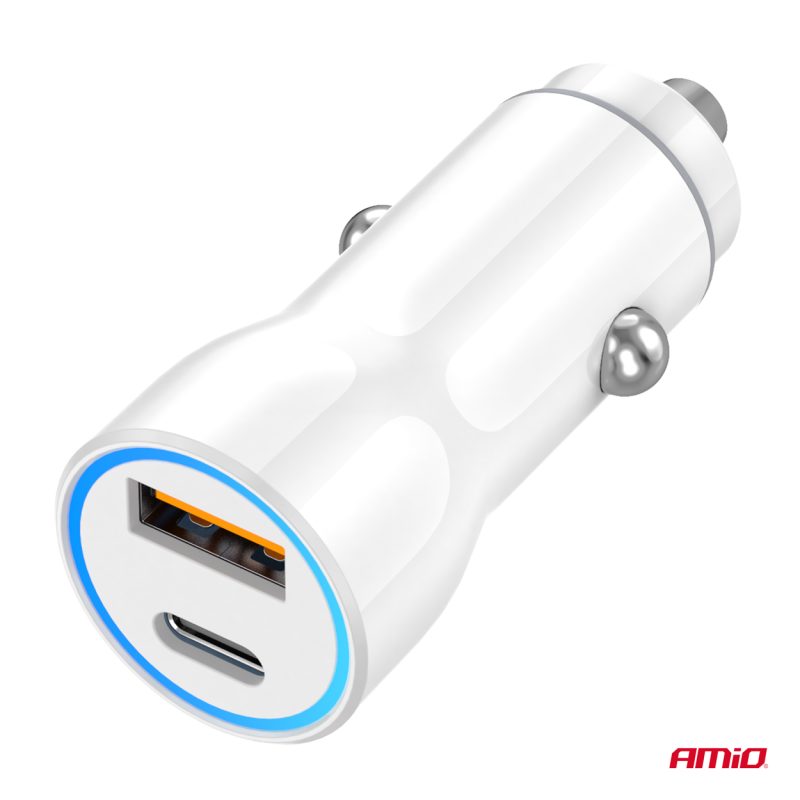 Nabíjačka do auta USB-A + USB-C 20W 12/24V AMiO-03881 – Obrázok 3