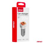Nabíjačka do auta USB-A + USB-C 20W 12/24V AMiO-03882 – Obrázok 5