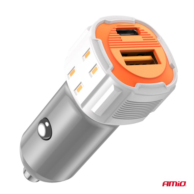Nabíjačka do auta USB-A + USB-C 38W 12/24V AMiO-03883 – Obrázok 5