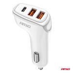 Nabíjačka do auta 2x USB-A + USB-C 38W AMiO-03886 – Obrázok 2