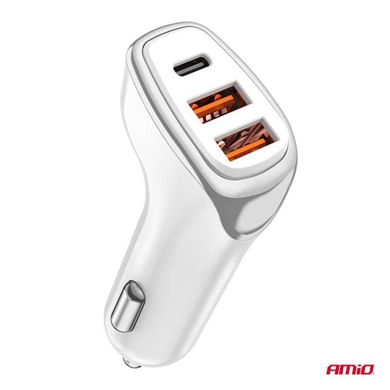 Nabíjačka do auta 2x USB-A + USB-C 38W AMiO-03886 – Obrázok 4