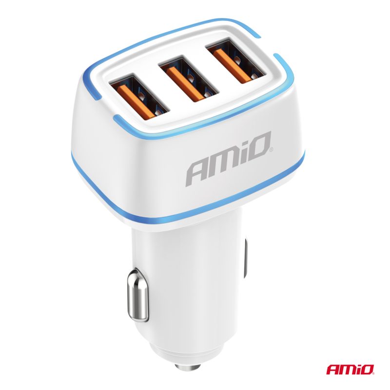 Nabíjačka do auta 3x USB-A 30W 12/24V AMiO-03889 – Obrázok 2