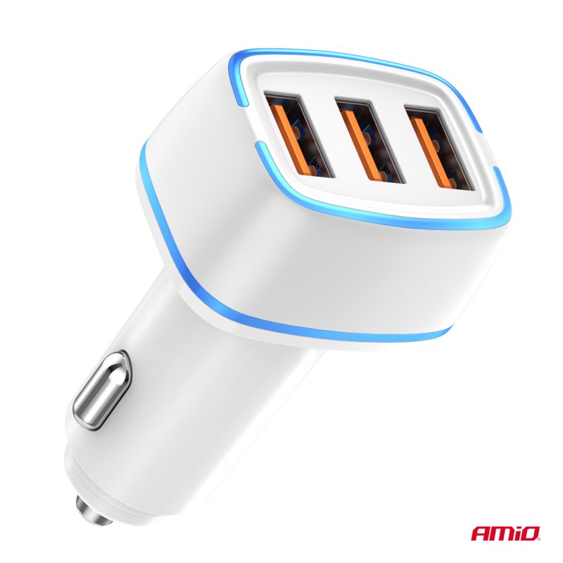 Nabíjačka do auta 3x USB-A 30W 12/24V AMiO-03889 – Obrázok 3