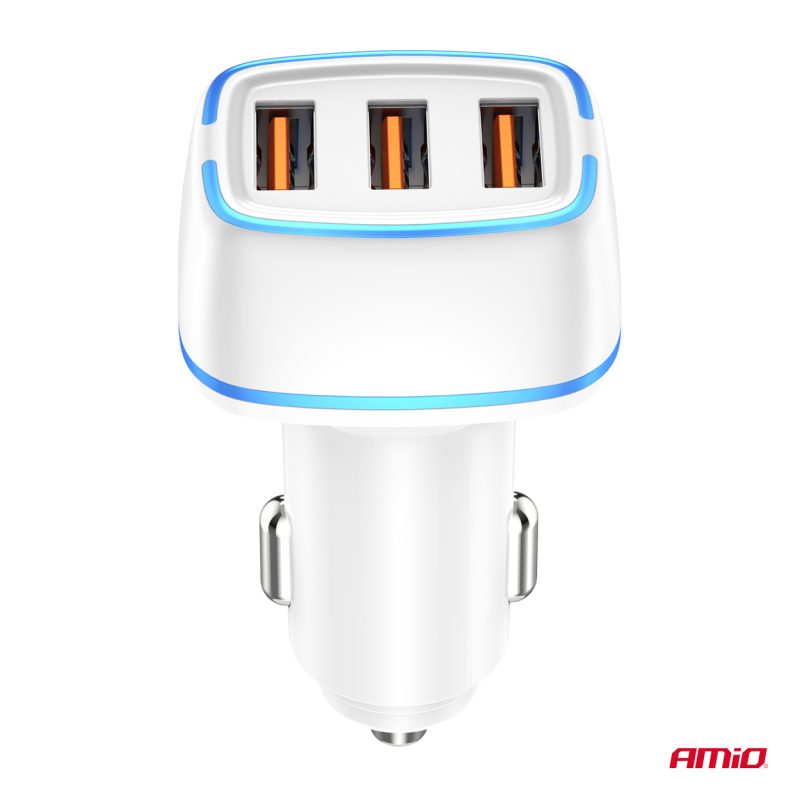 Nabíjačka do auta 3x USB-A 30W 12/24V AMiO-03889 – Obrázok 4