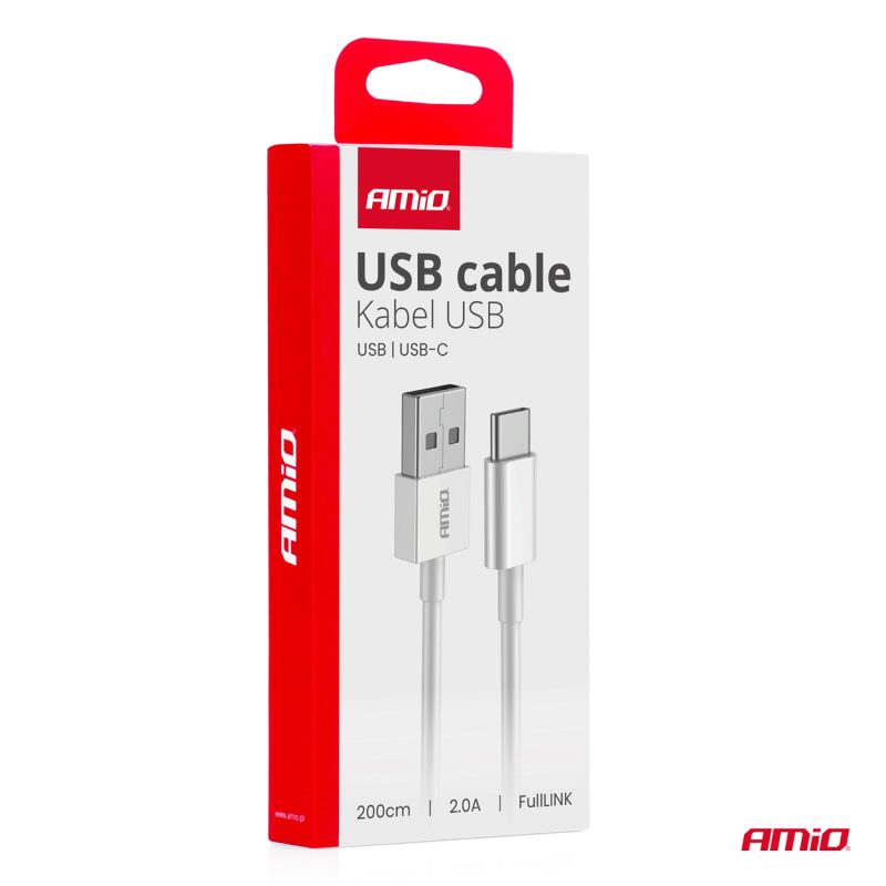Kábel USB na USB-C 2A 200cm FullLINK AMIO-03894 – Obrázok 3