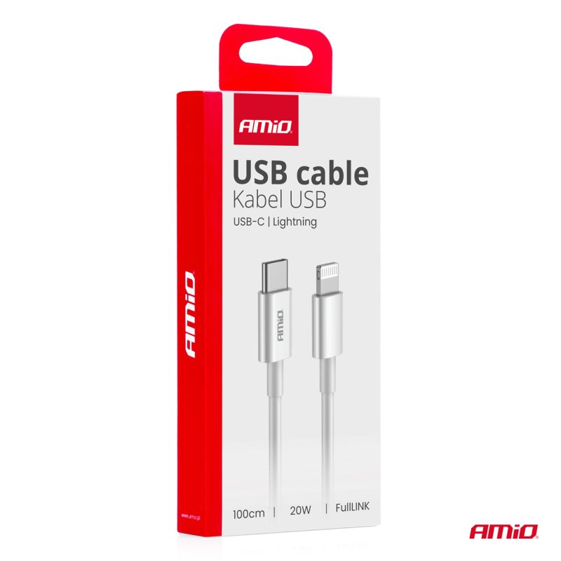 Kábel 'USB-C na Lightning 20W 100cm FullLINK AMIO-03898 – Obrázok 5