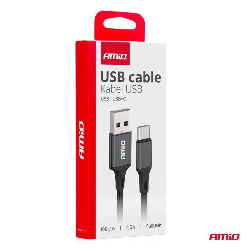 Kábel USB na USB-C 2A 100cm FullLINK AMIO-03899 – Obrázok 4