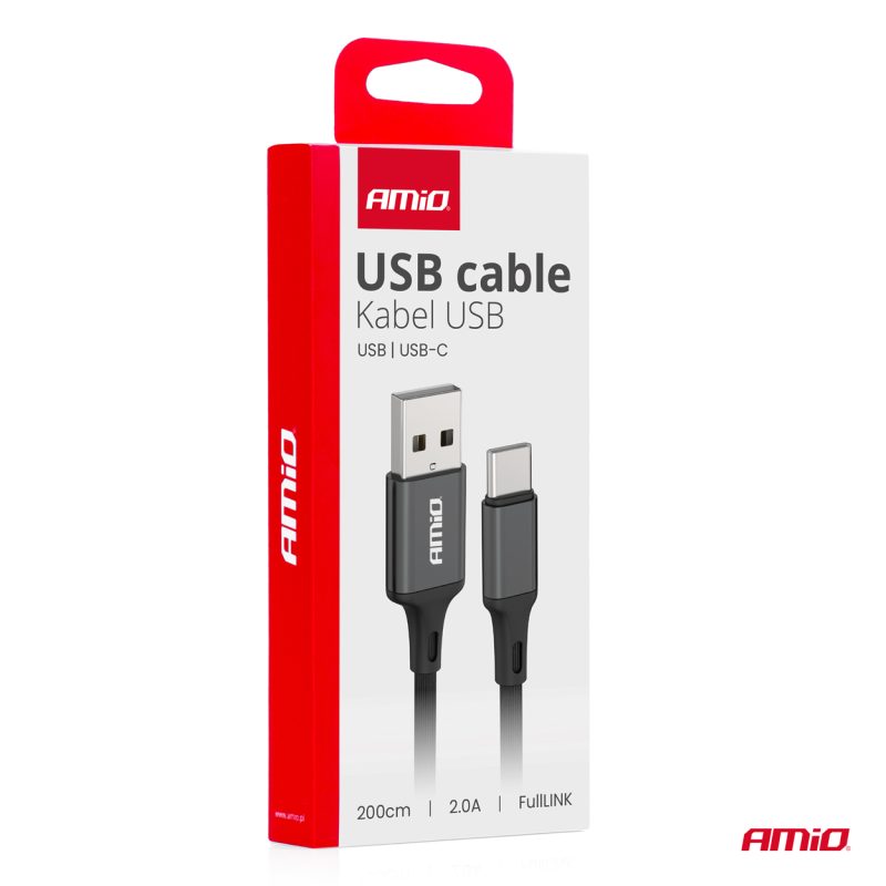 Kábel USB na USB-C 2A 200cm FullLINK AMIO-03900 – Obrázok 4