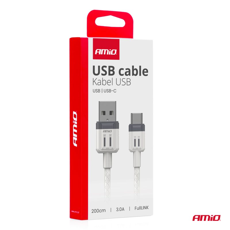 Kábel USB na USB-C 3A 200cm FullLINK AMIO-03906 – Obrázok 3