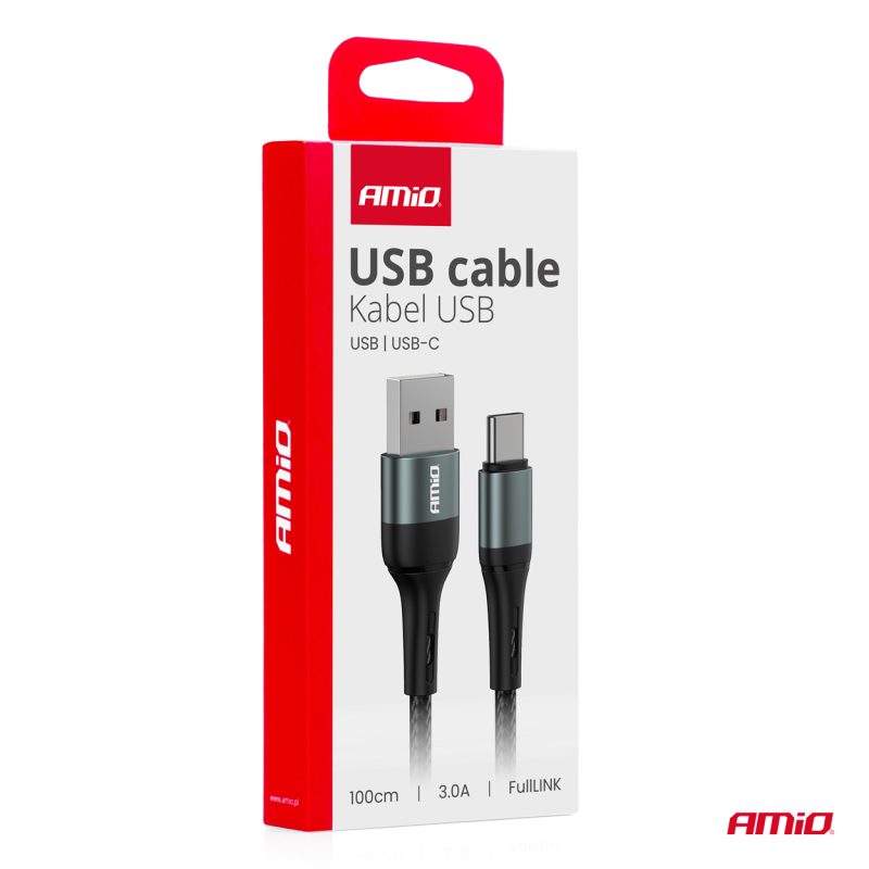 Kábel USB na USB-C 3A 100cm FullLINK AMIO-03911 – Obrázok 3