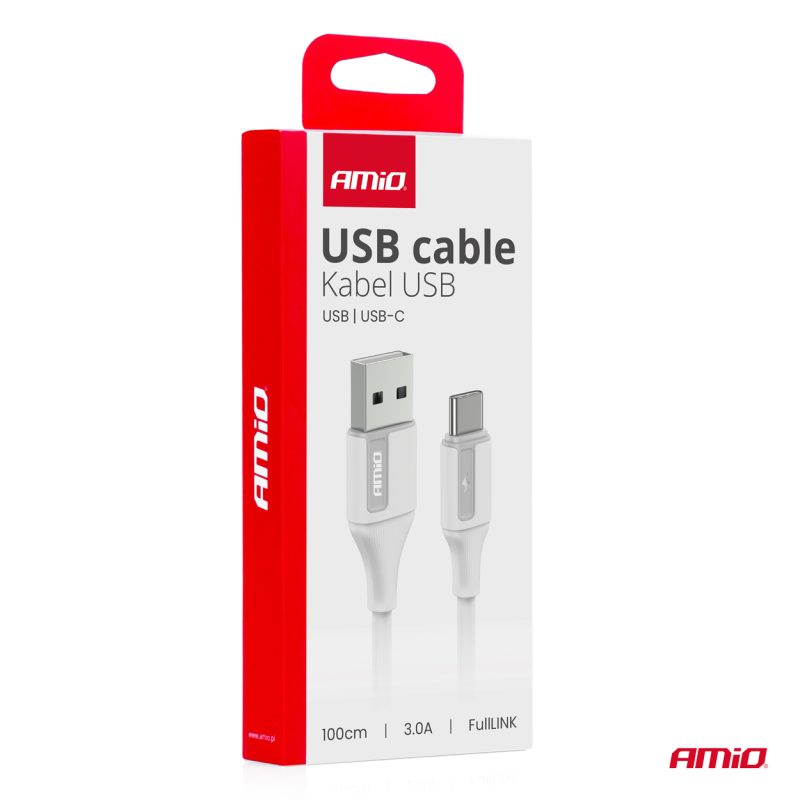 Kábel USB na USB-C 3A 100cm FullLINK AMIO-03917 – Obrázok 4