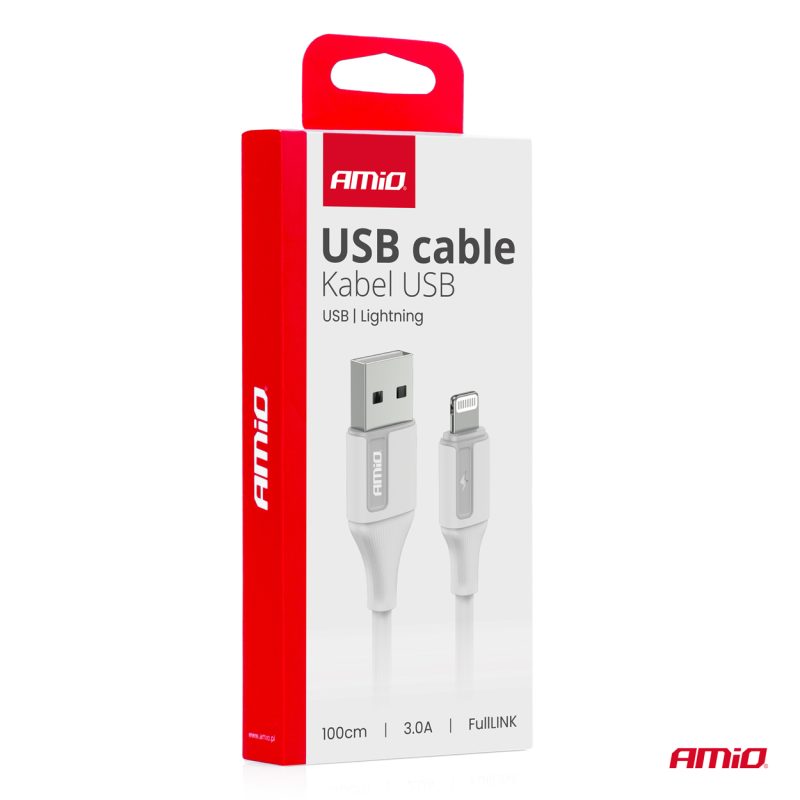Kábel USB na Lightning 3A 100cm FullLINK AMIO-03919 – Obrázok 3