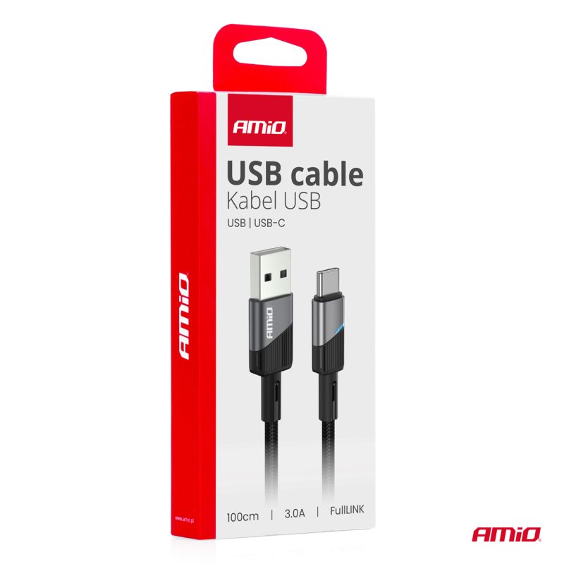 Kábel USB na USB-C 3A 100cm FullLINK AMIO-03923 – Obrázok 4