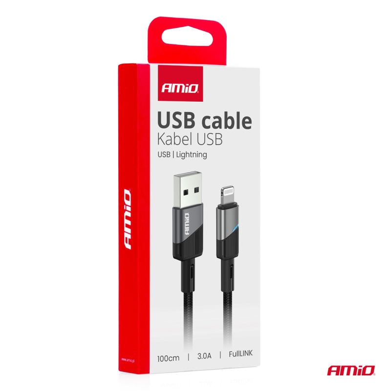 Kábel USB na Lightning 3A 100cm FullLINK AMIO-03925 – Obrázok 4