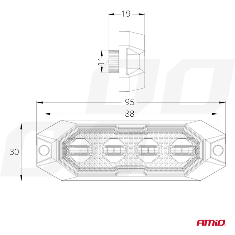 Výstražné osvetlenie oranžové 4x3W LED R65 R10 12/24V IP6K9K AMIO-03929 – Obrázok 5