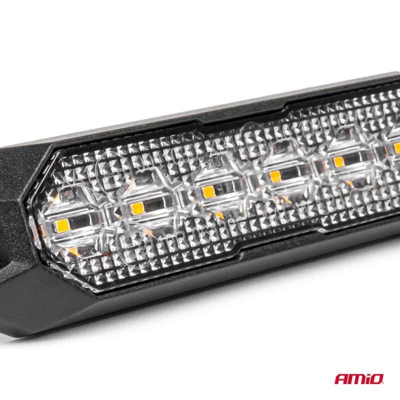 Výstražné osvetlenie oranžové 6x3W LED R65 R10 12/24V IP6K9K AMIO-03930 – Obrázok 2