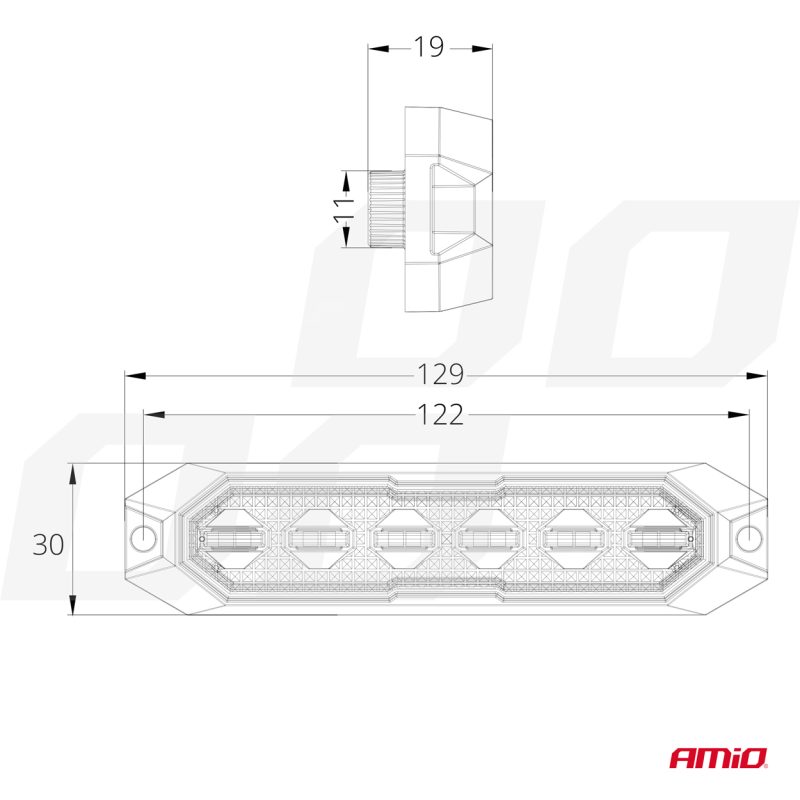 Výstražné osvetlenie oranžové 6x3W LED R65 R10 12/24V IP6K9K AMIO-03930 – Obrázok 5