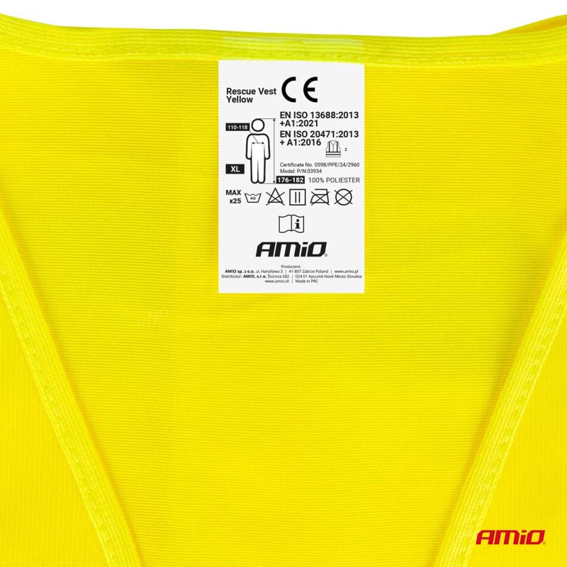 Reflexná vesta XL žltá s certifikátom AMiO-03934 – Obrázok 4