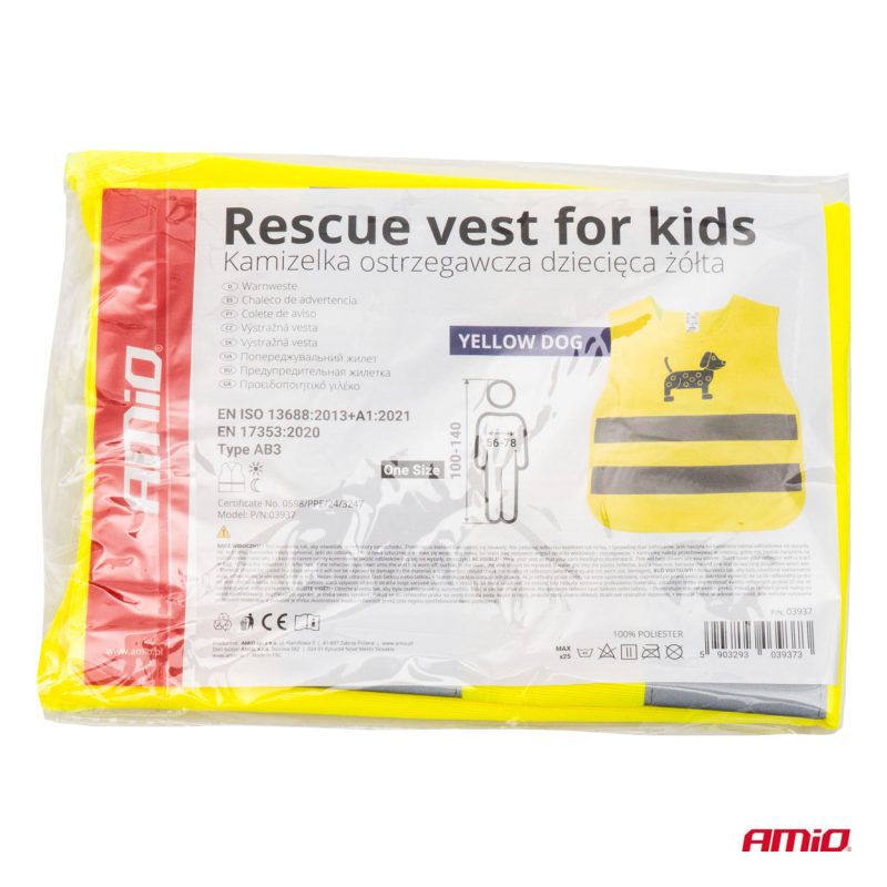 Reflexná vesta detská žltá DOG AMiO-03937 – Obrázok 5